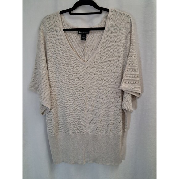 Lane Bryant Dolman Sleeve V-neck Open Knit Sweater Silver Gray Size 22-24 - Picture 1 of 11